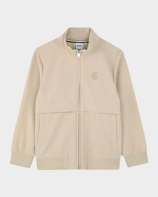 Boy's Embroidered Logo Jogging Cardigan, Size 14-